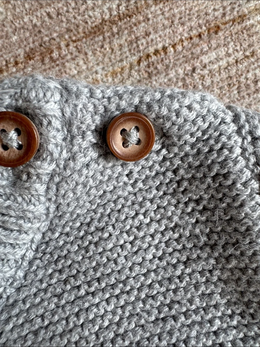 Carter's Light Blue Gray Knit Baby Sweater Set with Embroidered Bear